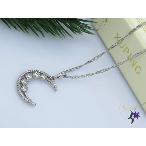 Manka antiallergén holdsarló alakú medálos nyaklánc -rodium