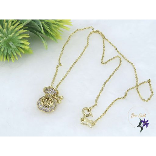 Tira antiallergén kis pénzes zsák medálos nyaklánc -14K