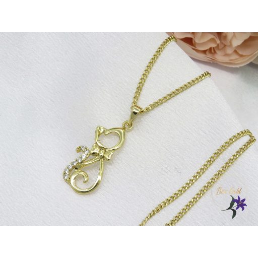 Bonni antiallergén cica medálos nyaklánc -14K 