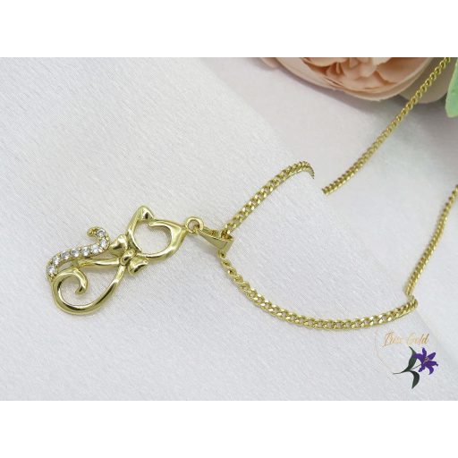 Bonni antiallergén cica medálos nyaklánc -14K 