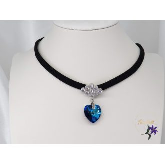 Dina antiallergén kék Swarovski köves nyakpánt -rodium