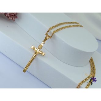 Gala antiallergén kereszt medál Jézus alakkal-18K 