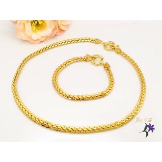   Derine Gold Filled szett nyaklánc, karkötő fonott szemek-18K