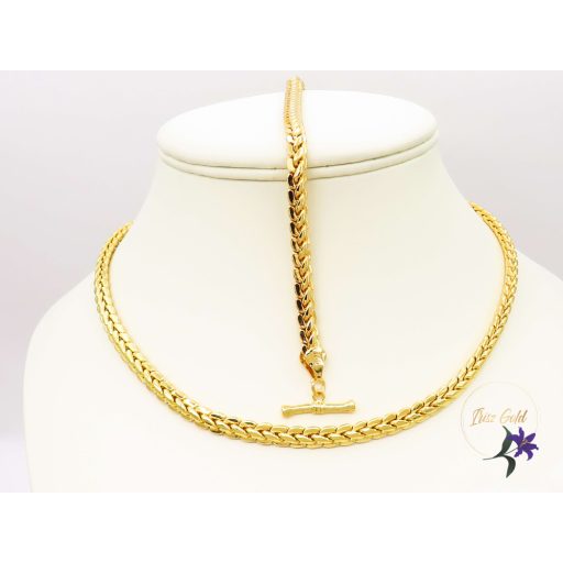 Derine Gold Filled szett nyaklánc, karkötő fonott szemek-18K