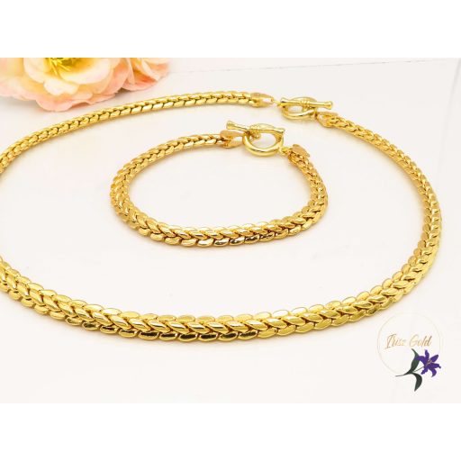 Derine Gold Filled szett nyaklánc, karkötő fonott szemek-18K
