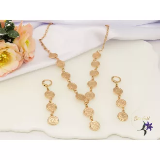   Gitta gold filled szett nyaklánc, csüngős fülbevaló dollár érmékkel díszített -18K