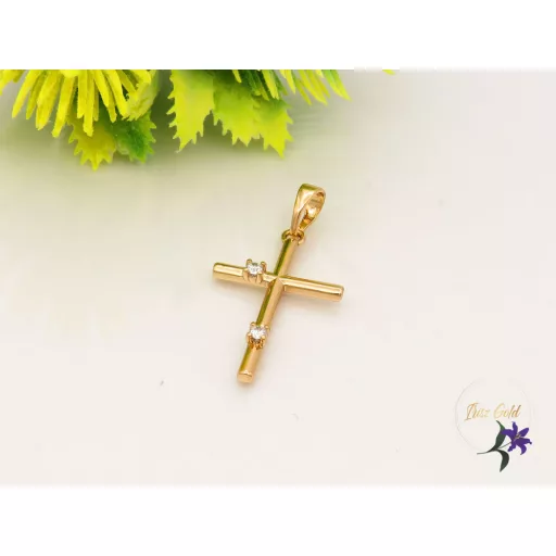 Goldfilled kereszt medál apró cirkóna kövekkel-18K