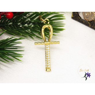   Xuping Gold Filled Ankh kereszt medál gazdagon díszített kövekkel-14K