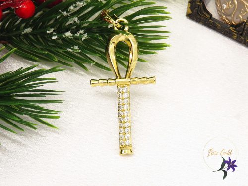 Xuping Gold Filled Ankh kereszt medál gazdagon díszített kövekkel-14K