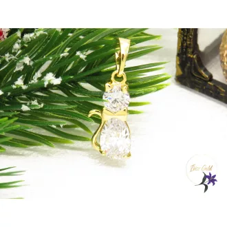 Gold filled csupa cirkóna kőből cica medál-Gemma-14K