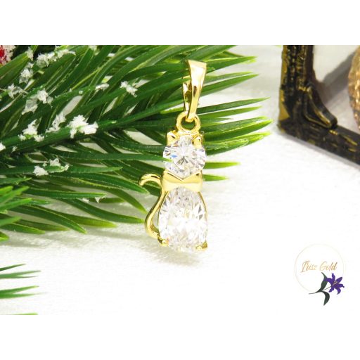Gold filled csupa cirkóna kőből cica medál-Gemma-14K