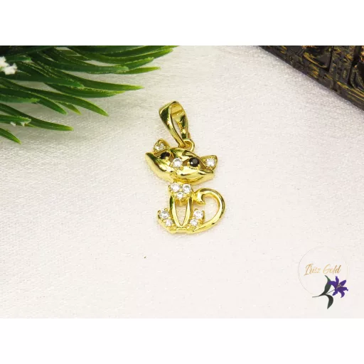 Gold Filled cica medál fehér cirkóna kővel-Doren-14K