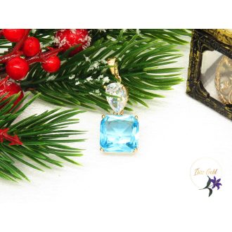   Xuping Gold Filled nagy köves medál kék-fehér köves-18K -Deniza