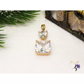 Gold filled nagy köves medál fehér köves-18K -Deniza