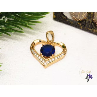 Gold filled szívlakú medál kék kővel-18K 