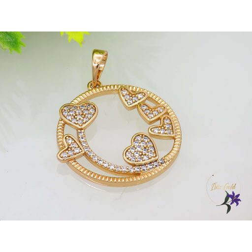 Citta Gold Filled köralakú medál szivecskékkel-18K 