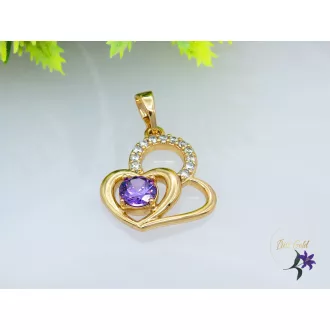 Evica lila köves sziv medál-18K 