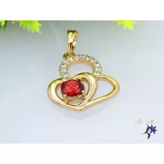 Evica piros köves sziv medál-18K 