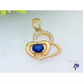 Evica kék köves sziv medál-18K 