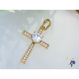 Lola kereszt medál kővel-18K 