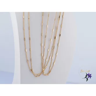   Ilang antiallergén rózsaszin köves medál sziv alakú Anna lapos szemes láncon 45 cm 18K