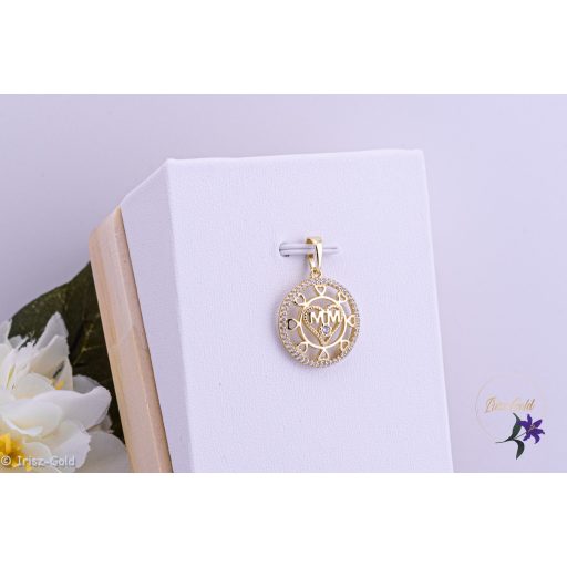 Hanne antiallergén " MOM" medál szív mintázattal-14K 