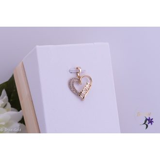   Kelli antiallergén " MOM" medál szív alakban-18K 