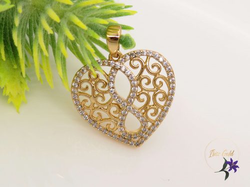 Xuping Estella gold anitallergén szív alakú gazdagon díszített medál végtelen jellel 18K