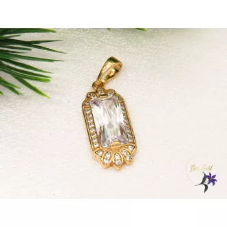 Gold filled hosszú fehér köves medál -Hermina-18K