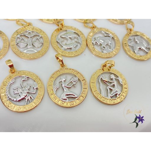 Horoszkópos anitallergén medál bármilyen állatövi jeggyel-multicolor- 18K