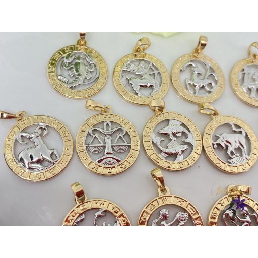Horoszkópos anitallergén medál bármilyen állatövi jeggyel-multicolor- 18K