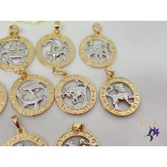   Horoszkópos anitallergén medál bármilyen állatövi jeggyel-multicolor- 18K