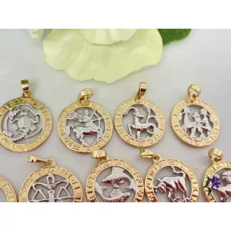   Horoszkópos anitallergén medál bármilyen állatövi jeggyel-multicolor- 18K
