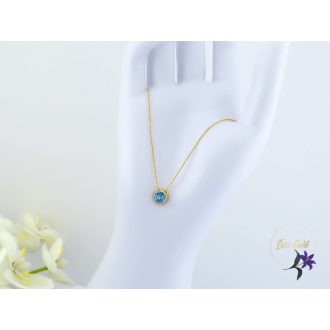   Kiara antiallergén JingJing swarovski kék köves medálos nyaklánc -14K 