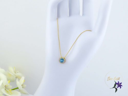 Kiara antiallergén JingJing swarovski kék köves medálos nyaklánc -14K 