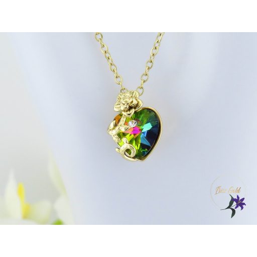 Henna antiallergén JingJing szinváltós Skristályköves medálos nyaklánc -14K 