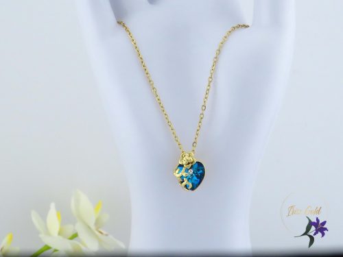Henna antiallergén JingJing kék Swarovski köves medálos nyaklánc -14K 