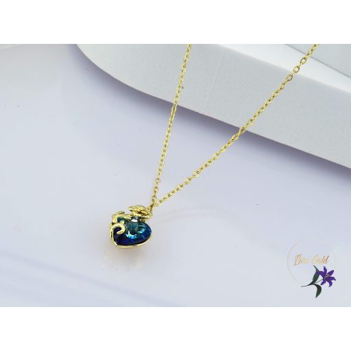 Henna antiallergén JingJing kék kristályköves medálos nyaklánc -14K 