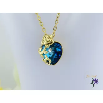   Henna antiallergén JingJing kék kristályköves medálos nyaklánc -14K 