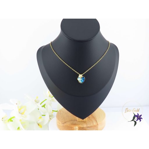 Henna antiallergén JingJing kék kristályköves medálos nyaklánc -14K 