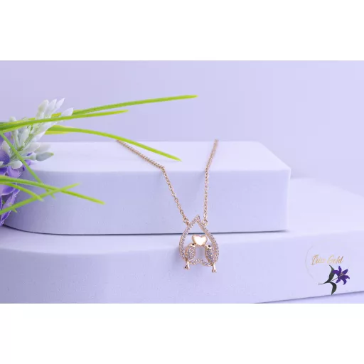 Seni goldfilled két szerelmes madárka szivecskében medálos nyaklánc-18K 