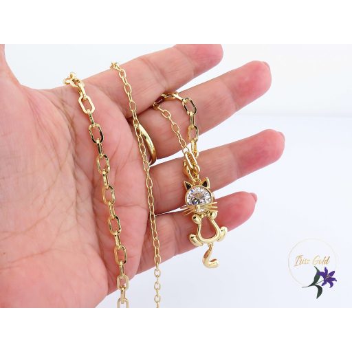 Lujzi antiallergén cicás medálos nyaklánc-14K 