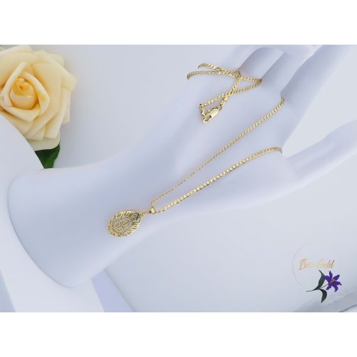 Zoé antiallergén hosszúkás medálos nyaklánc benne kereszt-14K