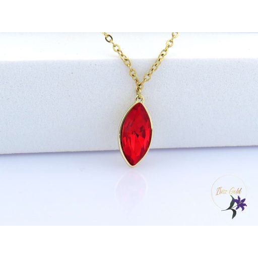 Violett antiallergén piros kristáyköves nyaklánc dupla-14K 