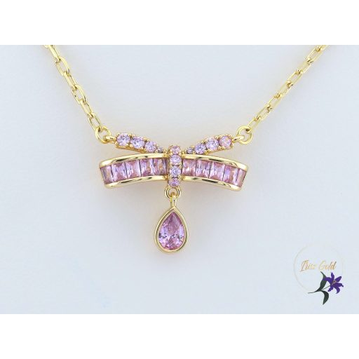 Rozmeri antiallergén kristályköves nyaklánc masnival-14K 