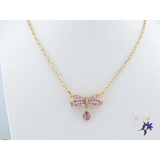 Rozmeri antiallergén kristályköves nyaklánc masnival-14K 