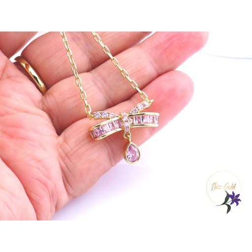 Rozmeri antiallergén kristályköves nyaklánc masnival-14K 