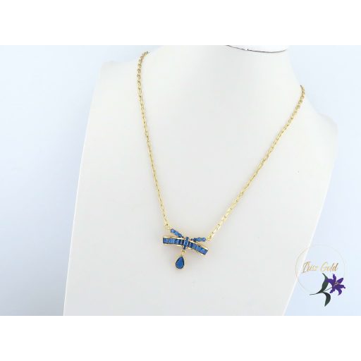 Rozmeri antiallergén kék kristályköves nyaklánc masnival-14K 