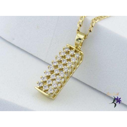 Bella antiallergén hosszú apróköves medálos nyaklánc-14K 