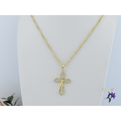 Holli antiallergén kereszt medálos nyaklánc jézussal-14K 